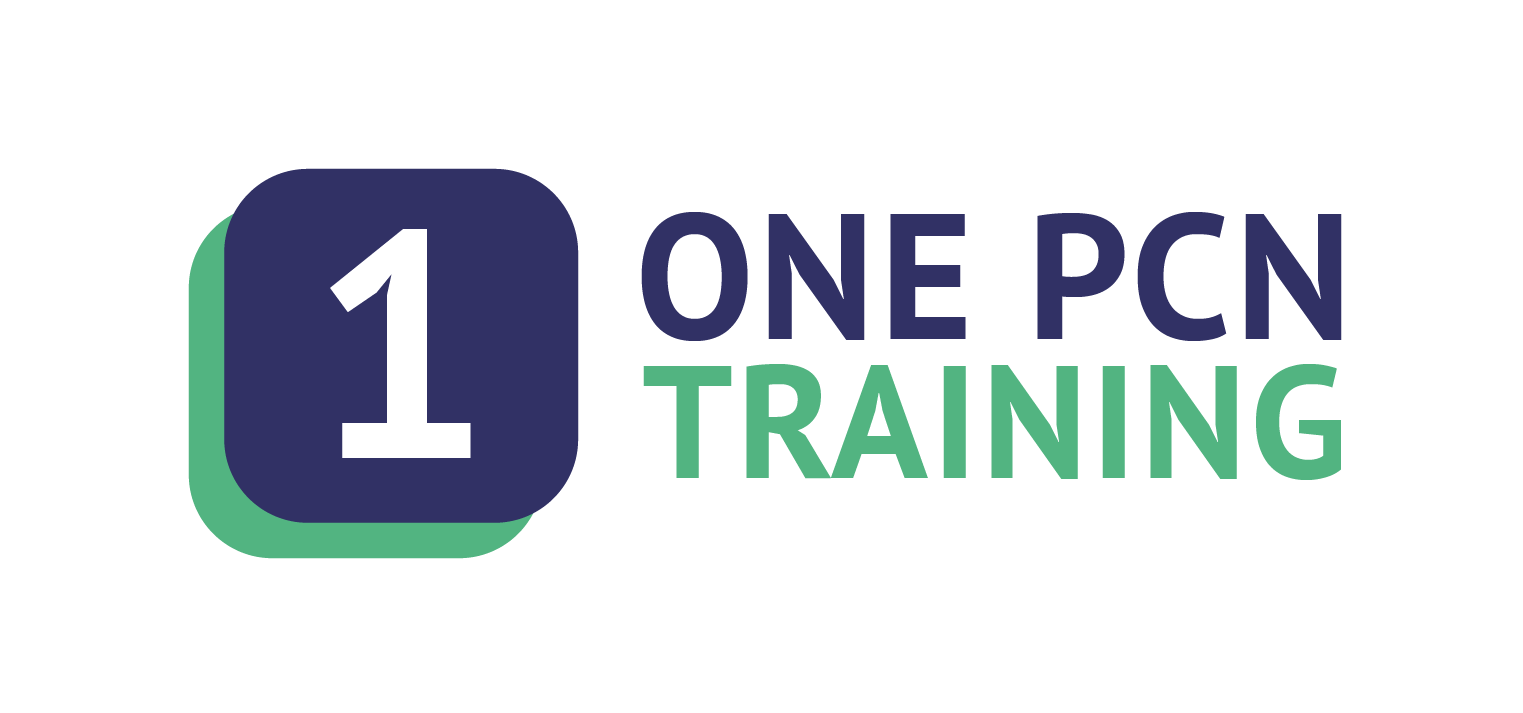 The green and navy blue logo of One PCN Training.