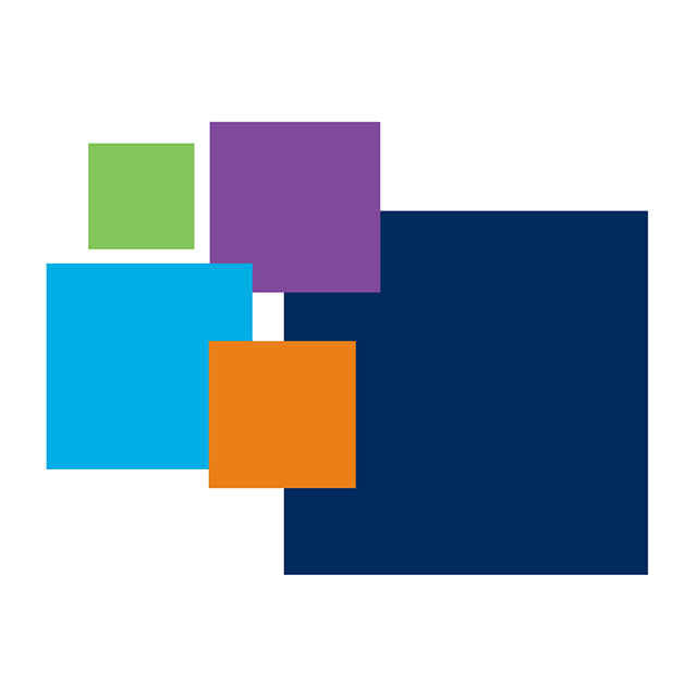 A graphic image of coloured squares arranged haphazardly.